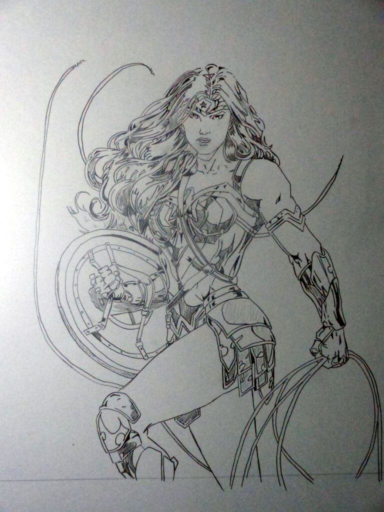 Commission Wonder Woman - noir et blanc