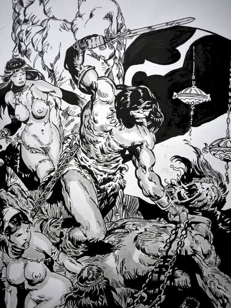 Combat épique pour Conan le barbare par Roberto de la Torre